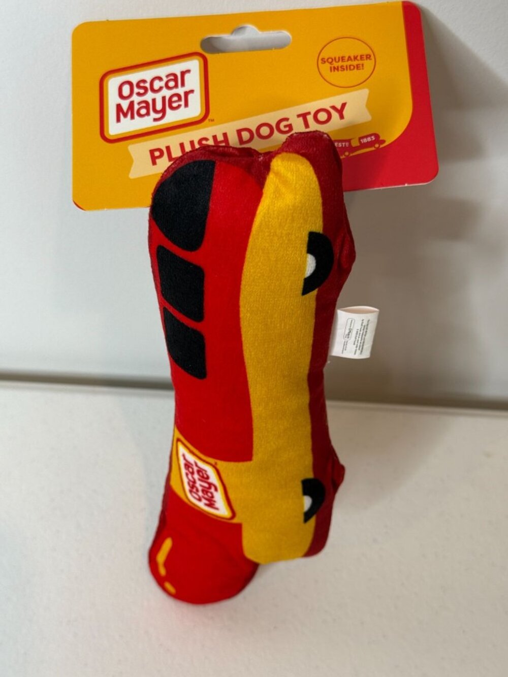 Oscar Mayer Hot Dog Plush Squeaker Dog Toy Novelty Food New